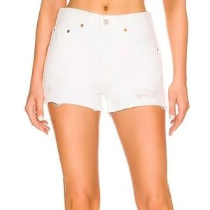 Levi’s 501 high waisted white denim shorts
